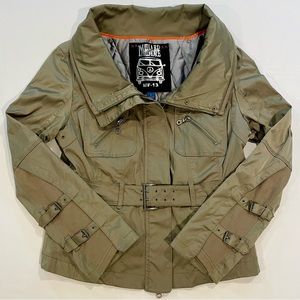 New Millard Fillmore Moto Jacket Womens Large Anthropologie Olive Biker Fall